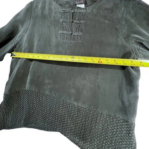 Vtg Wild Rose Midi Maxi Skirt Set 2 piece Womens 14 Gray Boho Rayon Textured USA - Picture 16 of 16